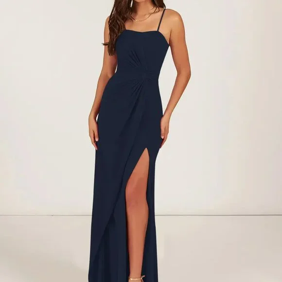 princess polly baby blue dress Floor Length Azazie Navy Blue Azazie Women's Medium Navy Blue Formal Dress main image 0